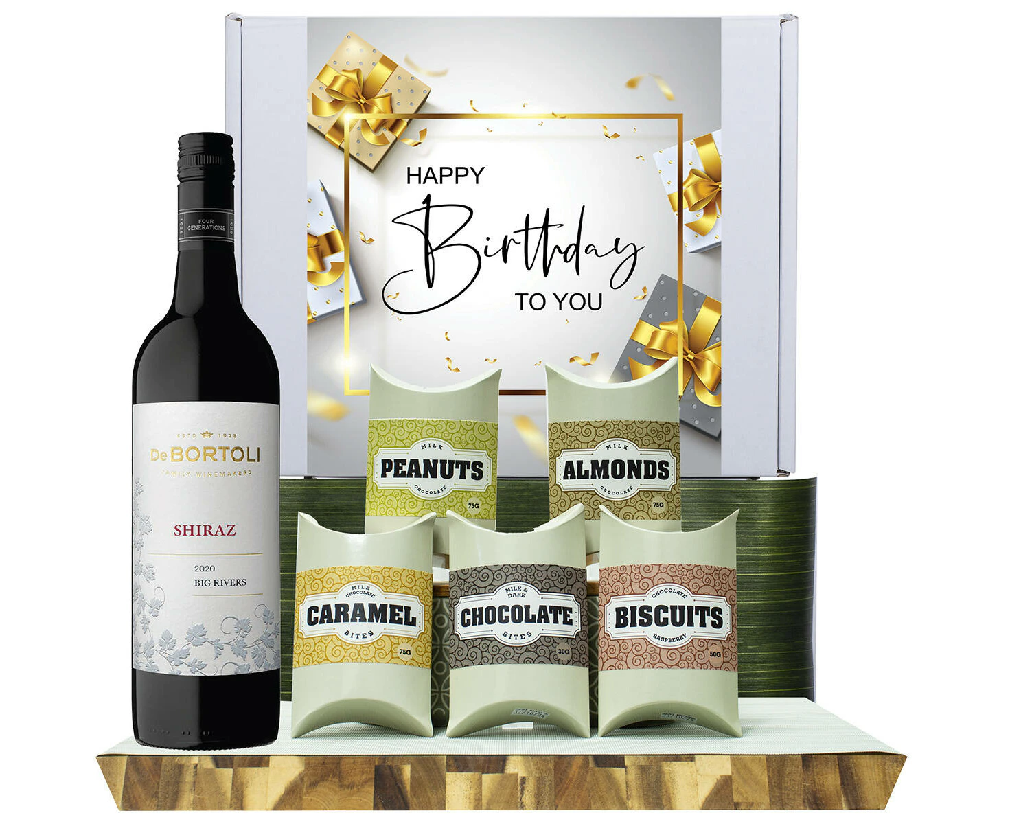 20721C Happy Birthday Gourmet Hamper with De Bortoli Big Rivers Shiraz