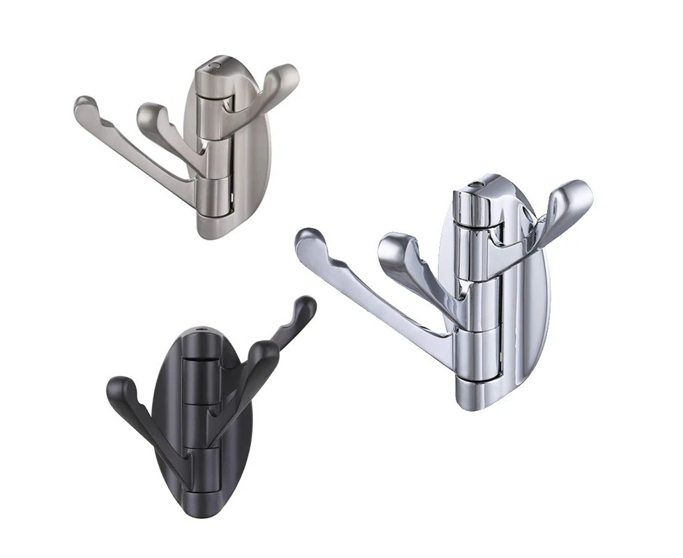 Solid Metal Foldable Swivel Hooks with Three Rotating Arms, Triple Robe Hook, Wall Mounted (Chrome Plating)