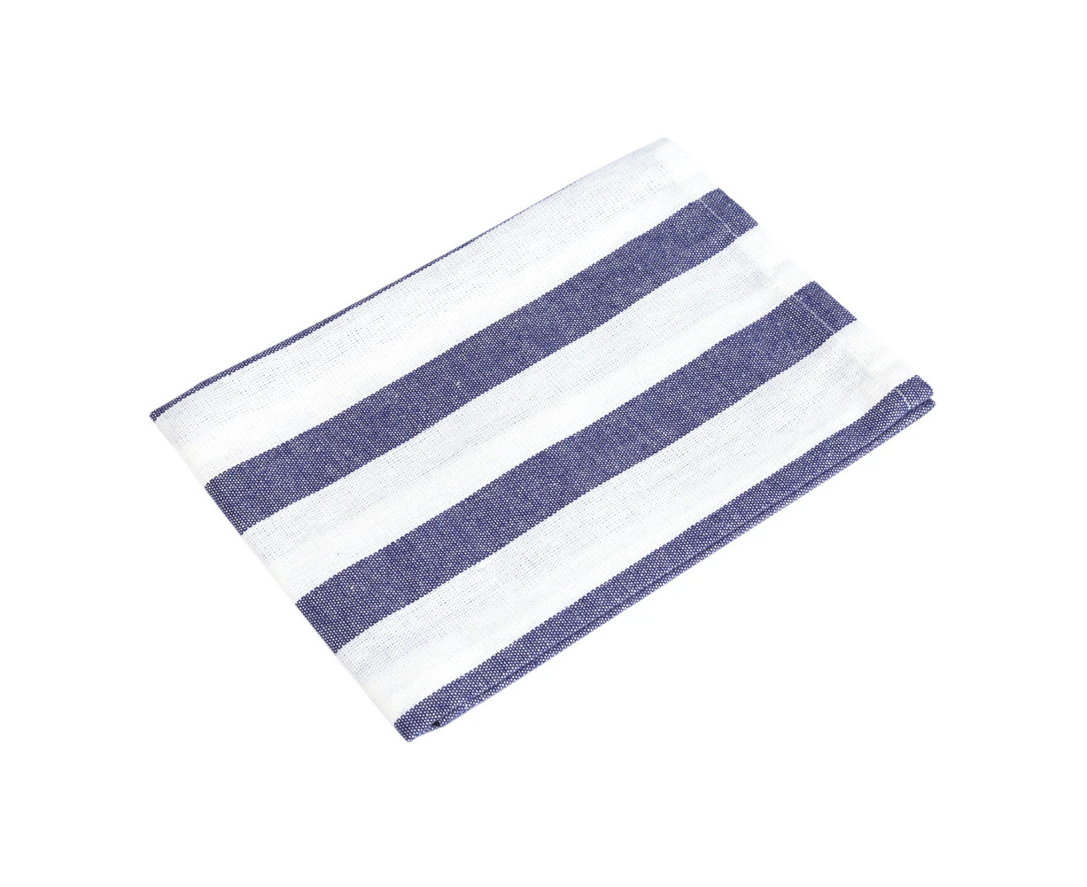 Mediterranean Blue Plaid Tea Towels And Cloth Napkin Scouring Pad Rag Wide stripes