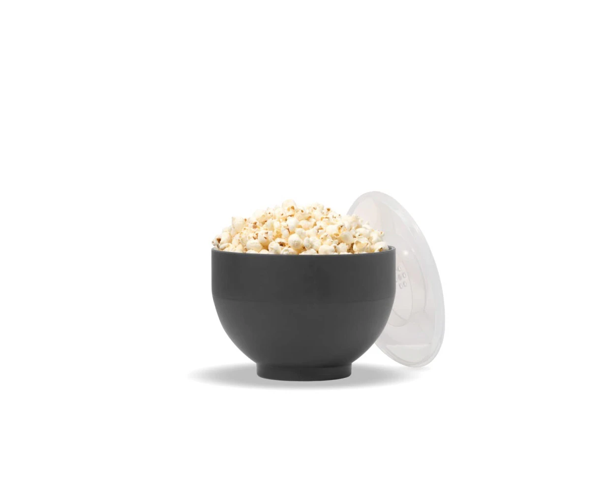 W&P Microwave Silicone Popper Maker | Black | Collapsible Bowl w/Built in Measuring, BPA, Eco-Friendly, Waste Free, 9.3 Cups of Popped Popcorn