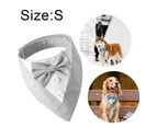 Dog Wedding Bandana Dog Collar with Bow Tie Birthday Costume Adjustable Pet Party Tux，Grey stripes