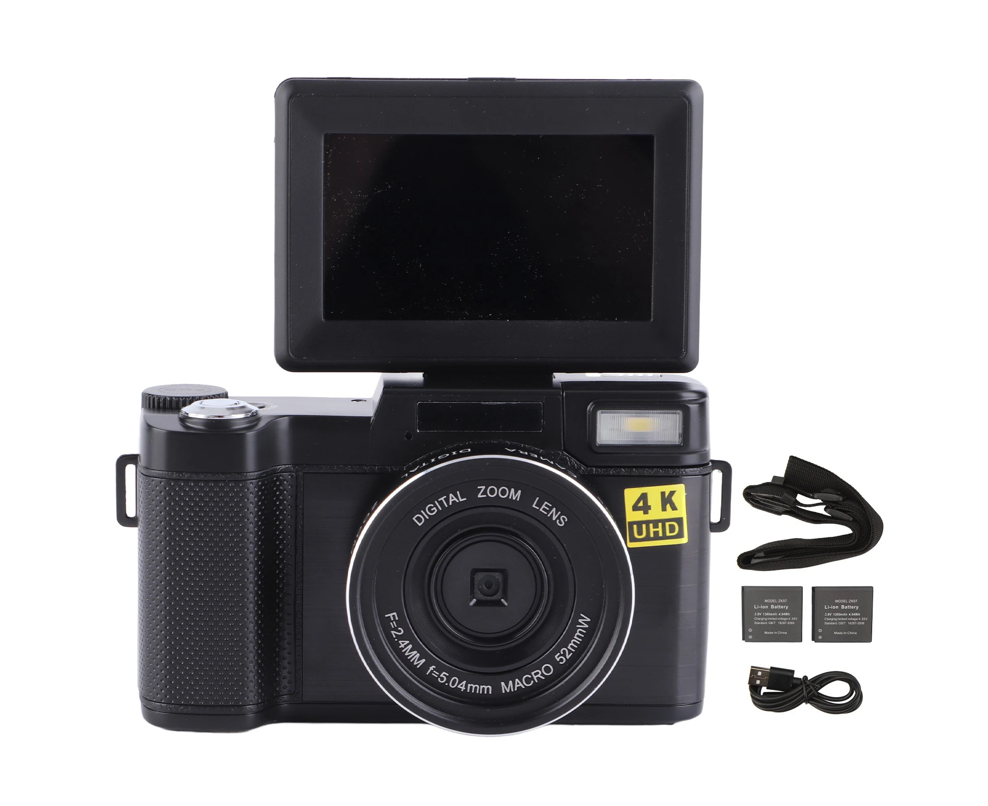 48MP Vlogging Camera Anti ShakE 4K Digital with 3.2 Inch IPS Display Screen for Photography Video