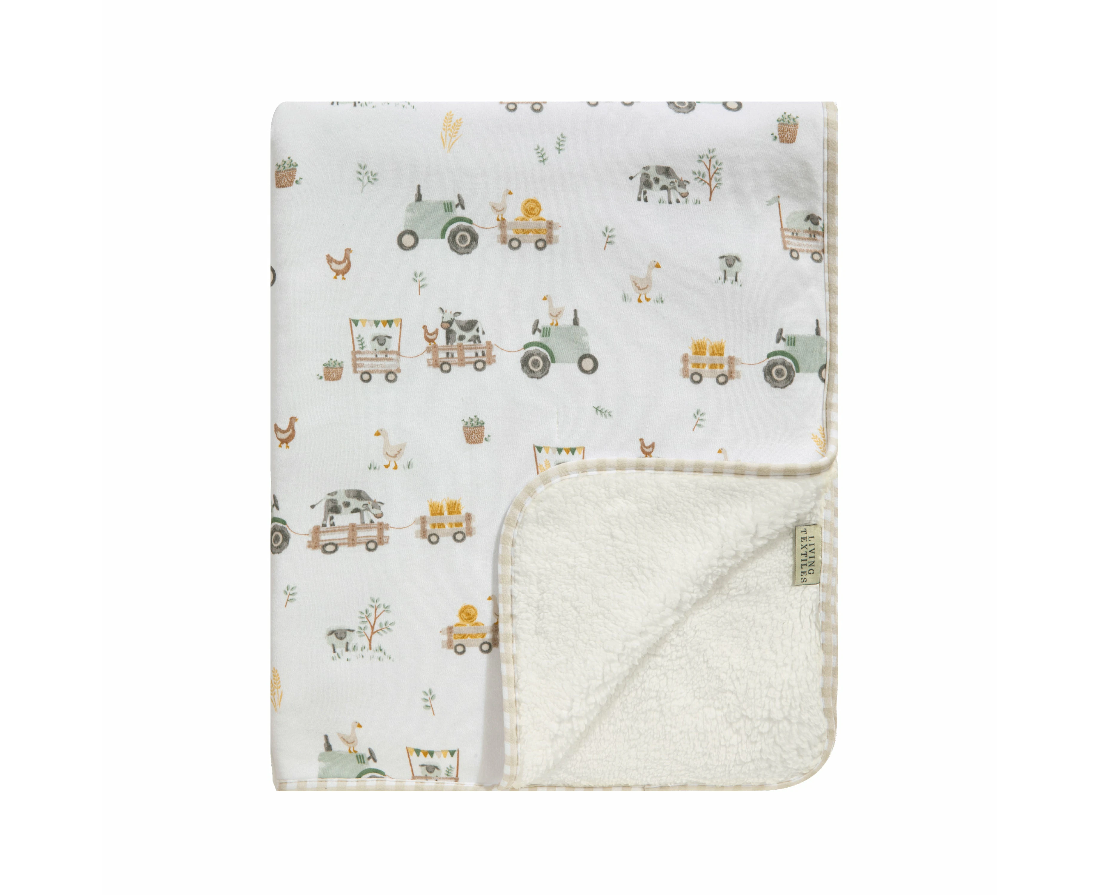 Organic Jersey Sherpa Blanket - Tractor Ride