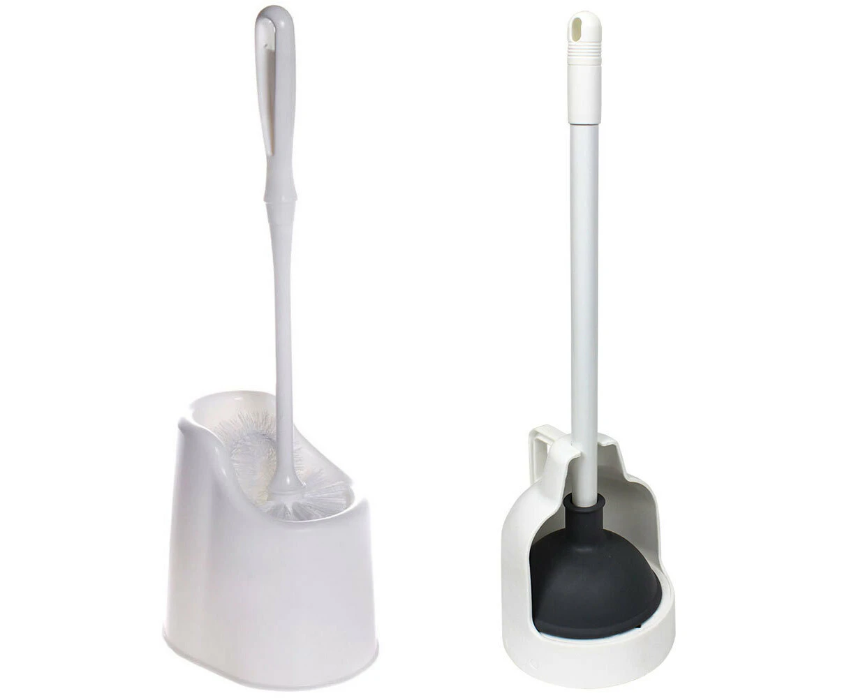 Sabco Toilet Tidy Rim Brush and Sabco Toilet Plunger w/ Caddy Bathroom Set