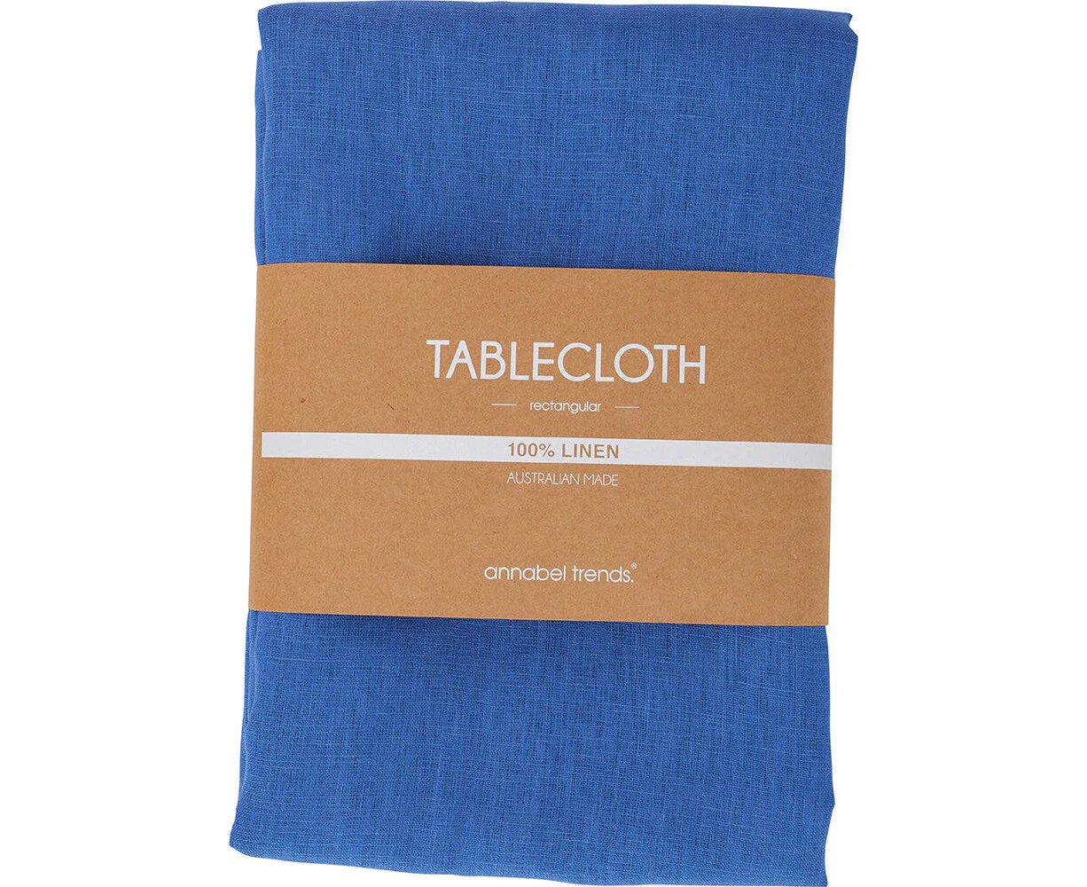 Annabel Trends Linen Tablecloth Cover Decor Rect Medium 138x240cm Azure Blue