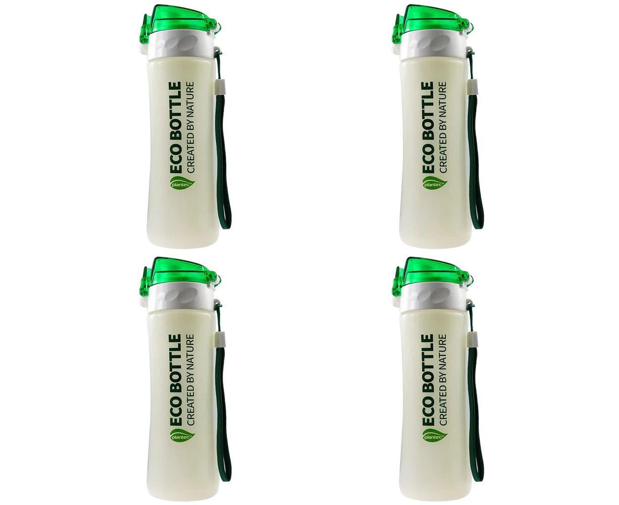 4x Plantec 500ml Nature Corn/PLA Eco Drinking Bottle Recyclable BPA/Plastic Free