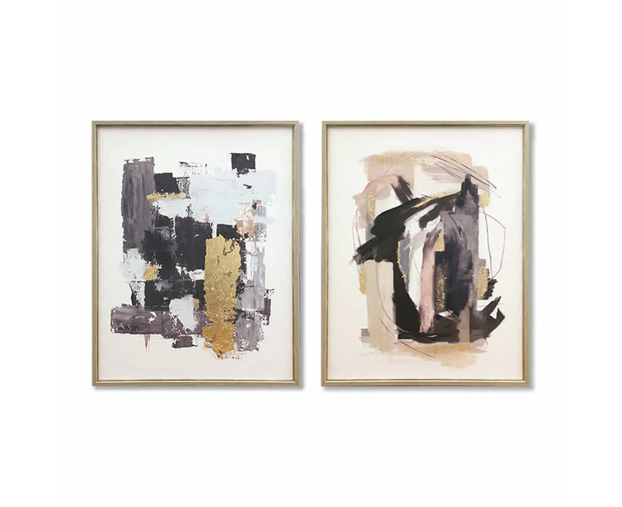 Wall Art Original Abstract Oil Painting On Framed Canvas 700Mm X 1000Mm Set Of 2 Abstract Reflection