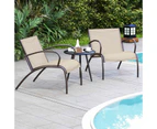 Costway 3 Piece Metal Bistro Set Table & Chairs Set w/Arch Design Outdoor Patio Furniture Set Brown