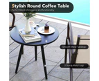 Costway 3 Piece Metal Bistro Set Table & Chairs Set w/Arch Design Outdoor Patio Furniture Set Brown