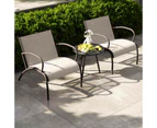 Costway 3 Piece Metal Bistro Set Table & Chairs Set w/Arch Design Outdoor Patio Furniture Set Brown