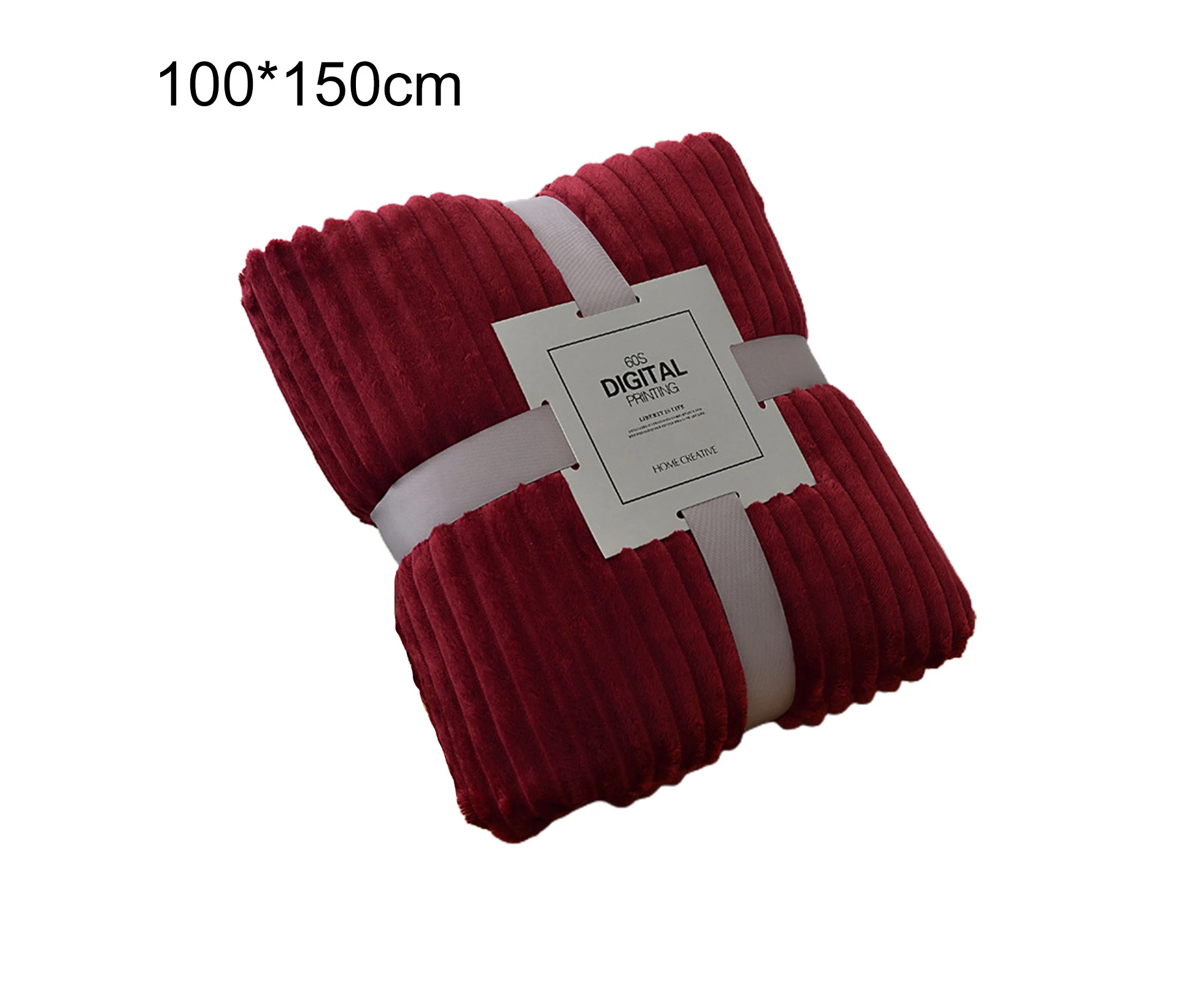 Sunshine Skin-friendly Soft Throw Blanket Polyester Air Conditioned Blanket for SofaWine Red