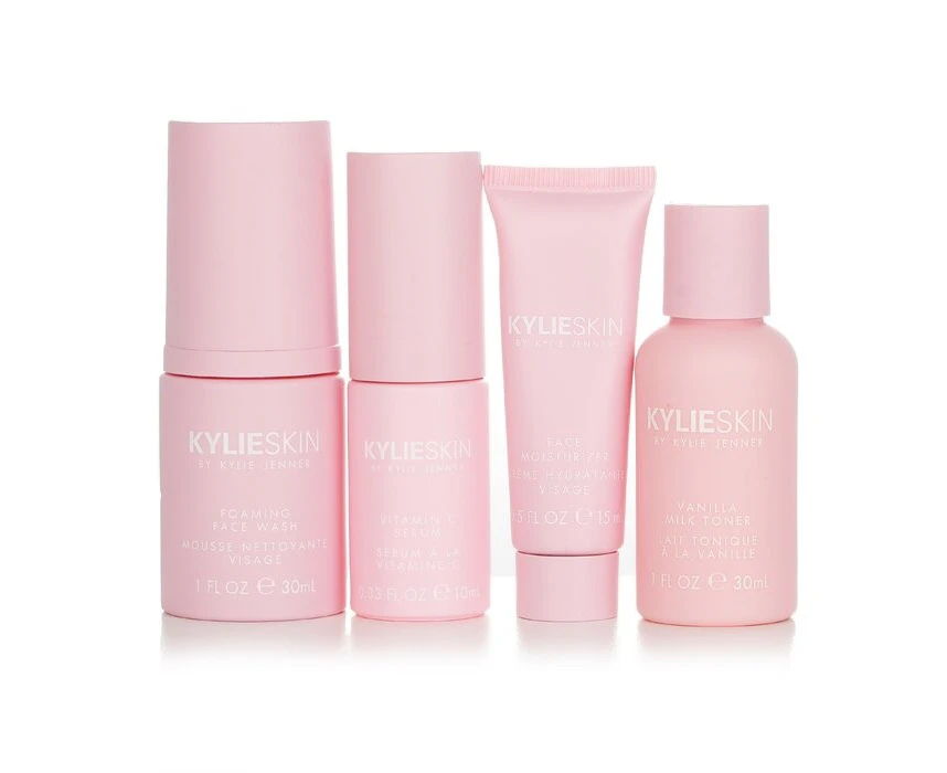 Kylie Skin 4Piece Mini Set: Foaming Face Wash 30ml + Face Moisturizer 15ml + Vitamin C Serum 10ml + Vanilla Milk Toner 30ml 4pcs