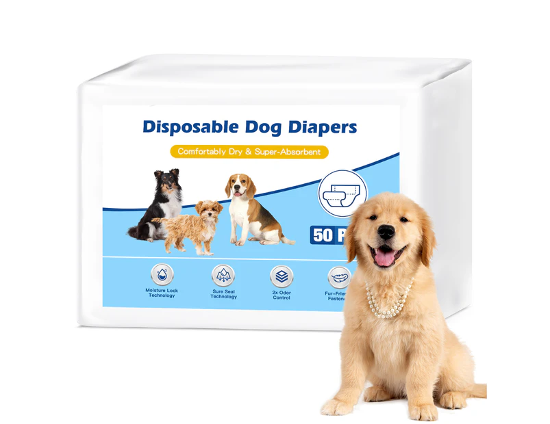 Advwin Male Pet Dog Diapers Disposable Dog Wrap for Male 11-17 inch 50PCS