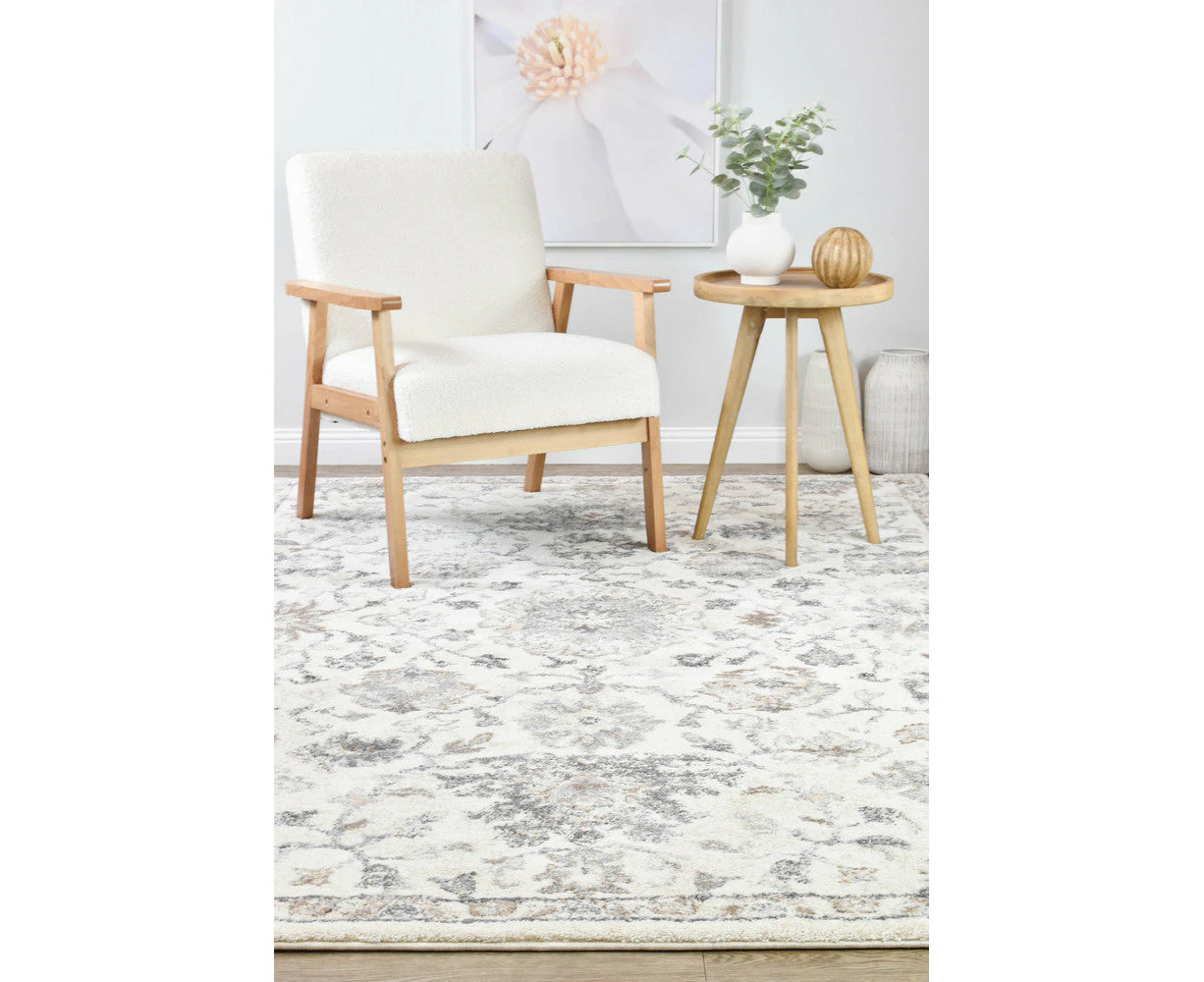 Sophia Pearl Bloom Grey Beige Rug