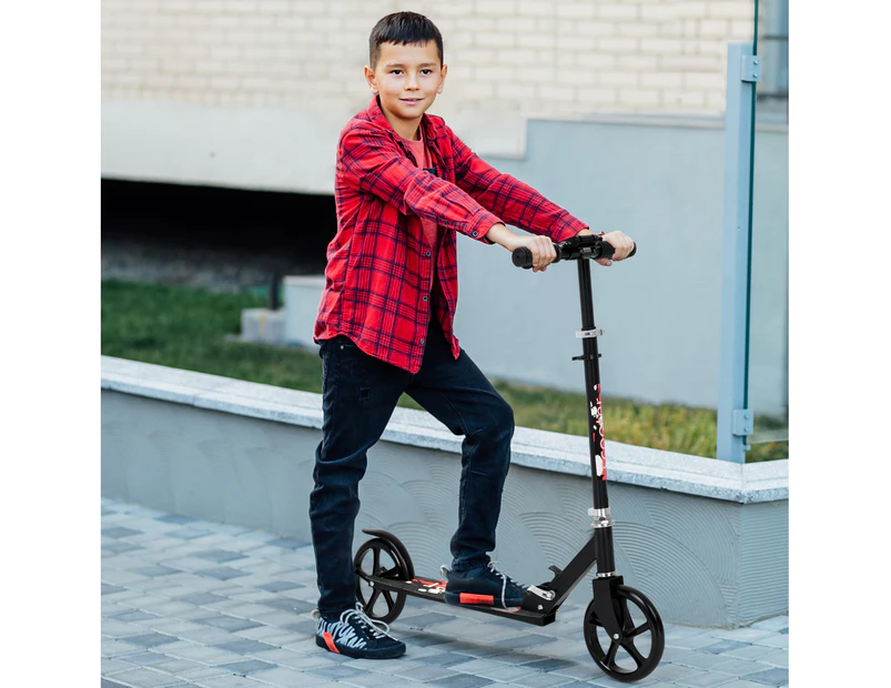 Advwin Kick Scooter Folding Scooter 3 Adjustable Height for Ages 6+ Kid Teens Black & Red