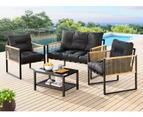 ALFORDSON 4PCS Outdoor Furniture Lounge Sofa Set Wicker Furniture Table and Chairs Garden Grey