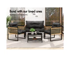 ALFORDSON 4PCS Outdoor Furniture Lounge Sofa Set Wicker Furniture Table and Chairs Garden Grey