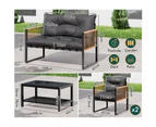 ALFORDSON 4PCS Outdoor Furniture Lounge Sofa Set Wicker Furniture Table and Chairs Garden Grey