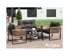 ALFORDSON 4PCS Outdoor Furniture Lounge Sofa Set Wicker Furniture Table and Chairs Garden Grey