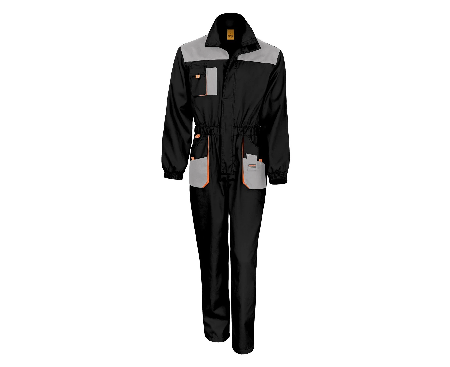 Result Unisex Work-Guard Lite Workwear Coverall (Breathable And Windproof) (Black / Grey / Orange) - RW3715