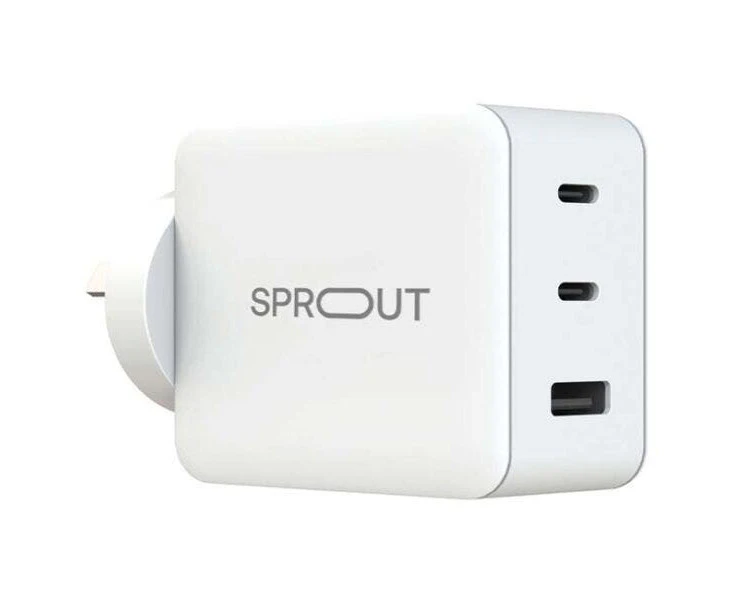 Damaged Box Sprout 65W GaN Power Adapter – 3 Port - White