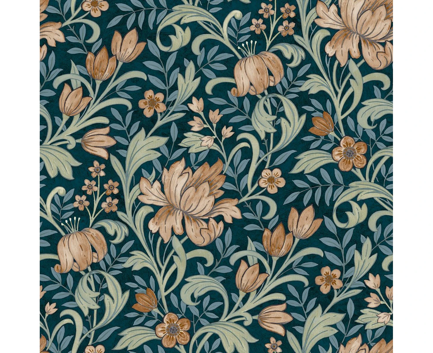 Grandeco Marian Floral Wallpaper (Navy/Terracotta) - AG3435