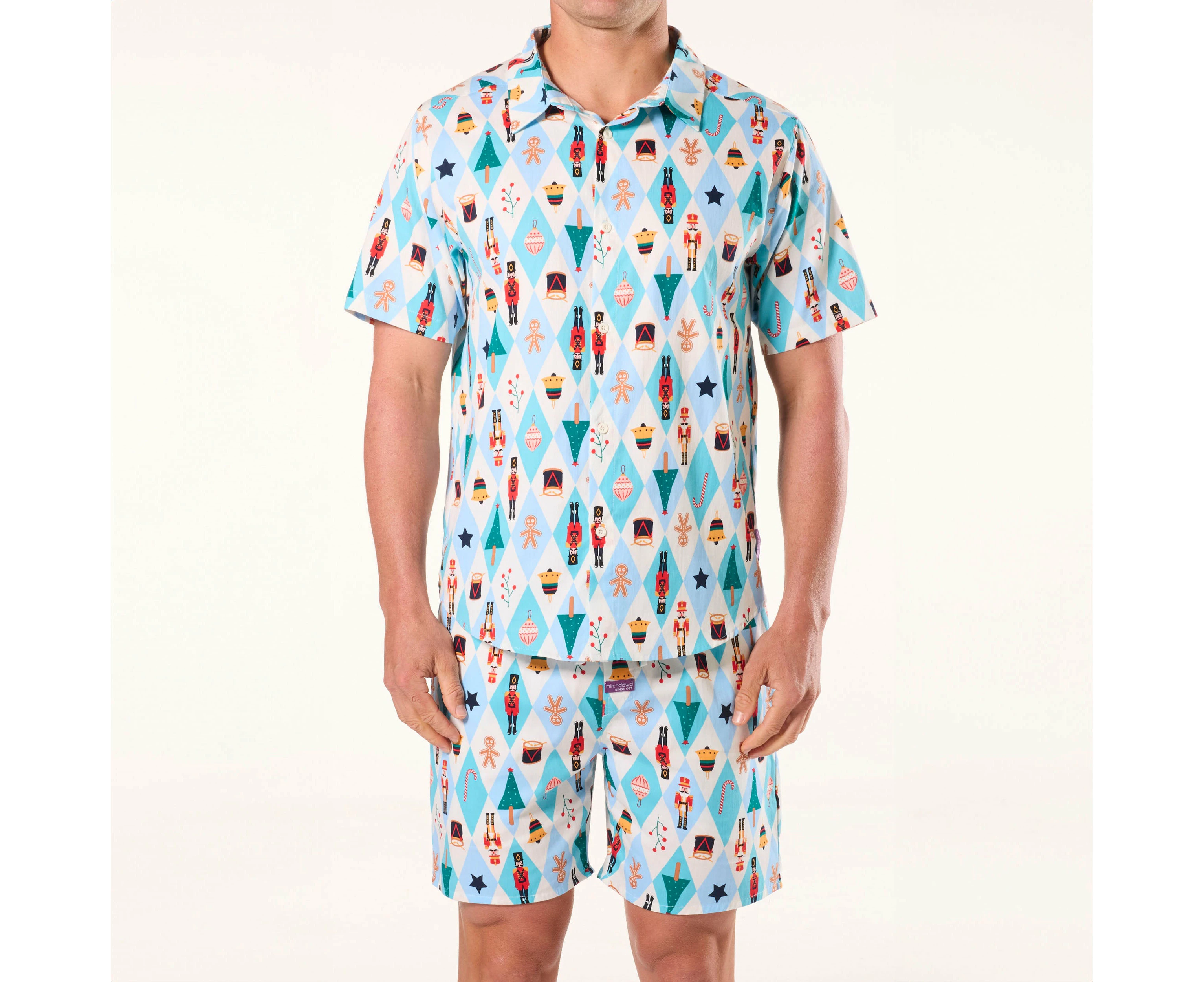 Mitch Dowd - Men's Nutcracker Cotton Pyjama Set - Blue