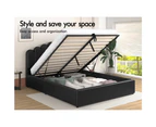 ALFORDSON Bed Frame Queen Size Gas Lift Storage Base Wooden Black MILTON