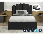 ALFORDSON Bed Frame King Single Gas Lift Storage Base Wooden Black MILTON