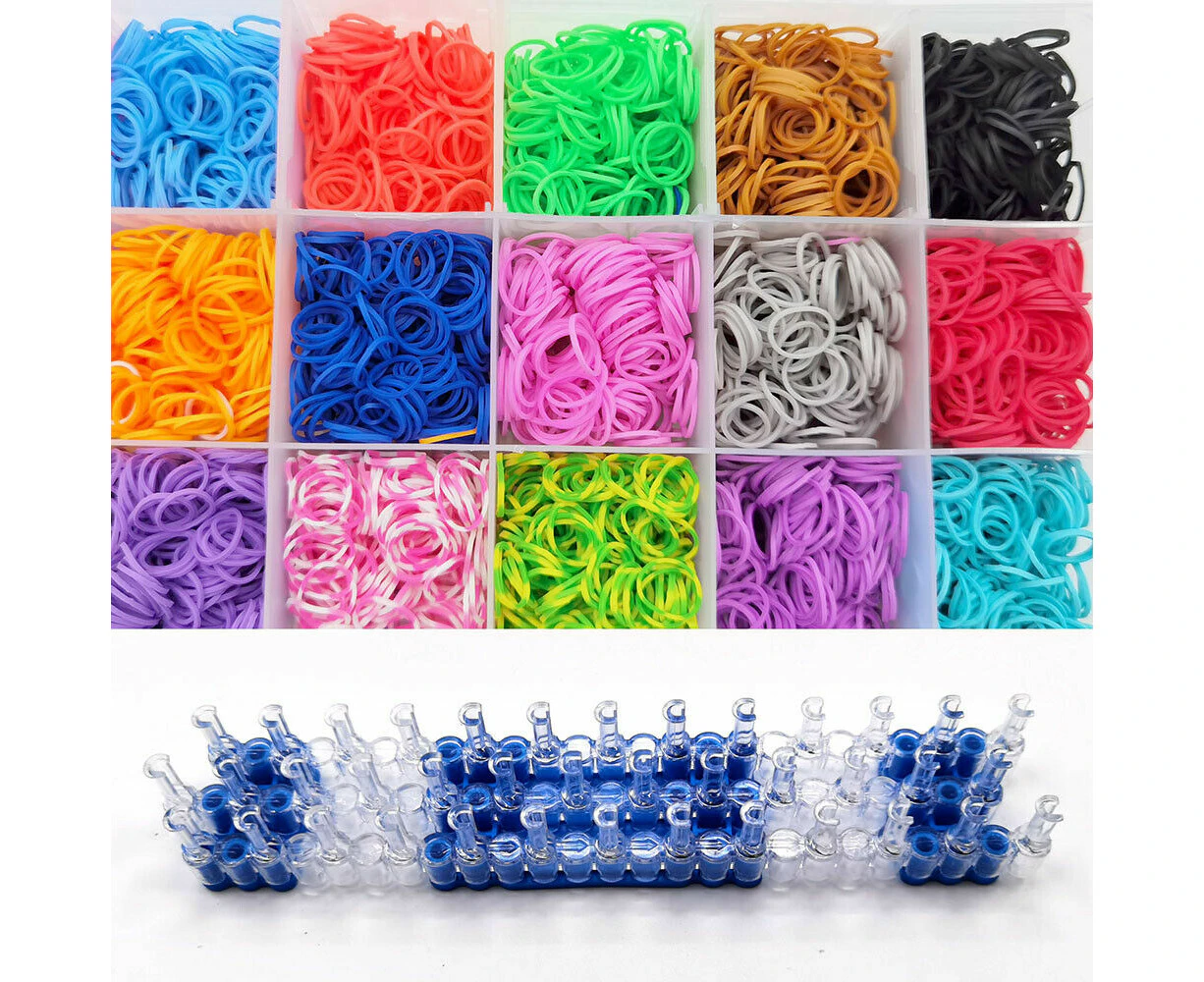 7000-12000pcs Large Loom Band Storage case kit Rainbow Bands Board Hook S-Clips