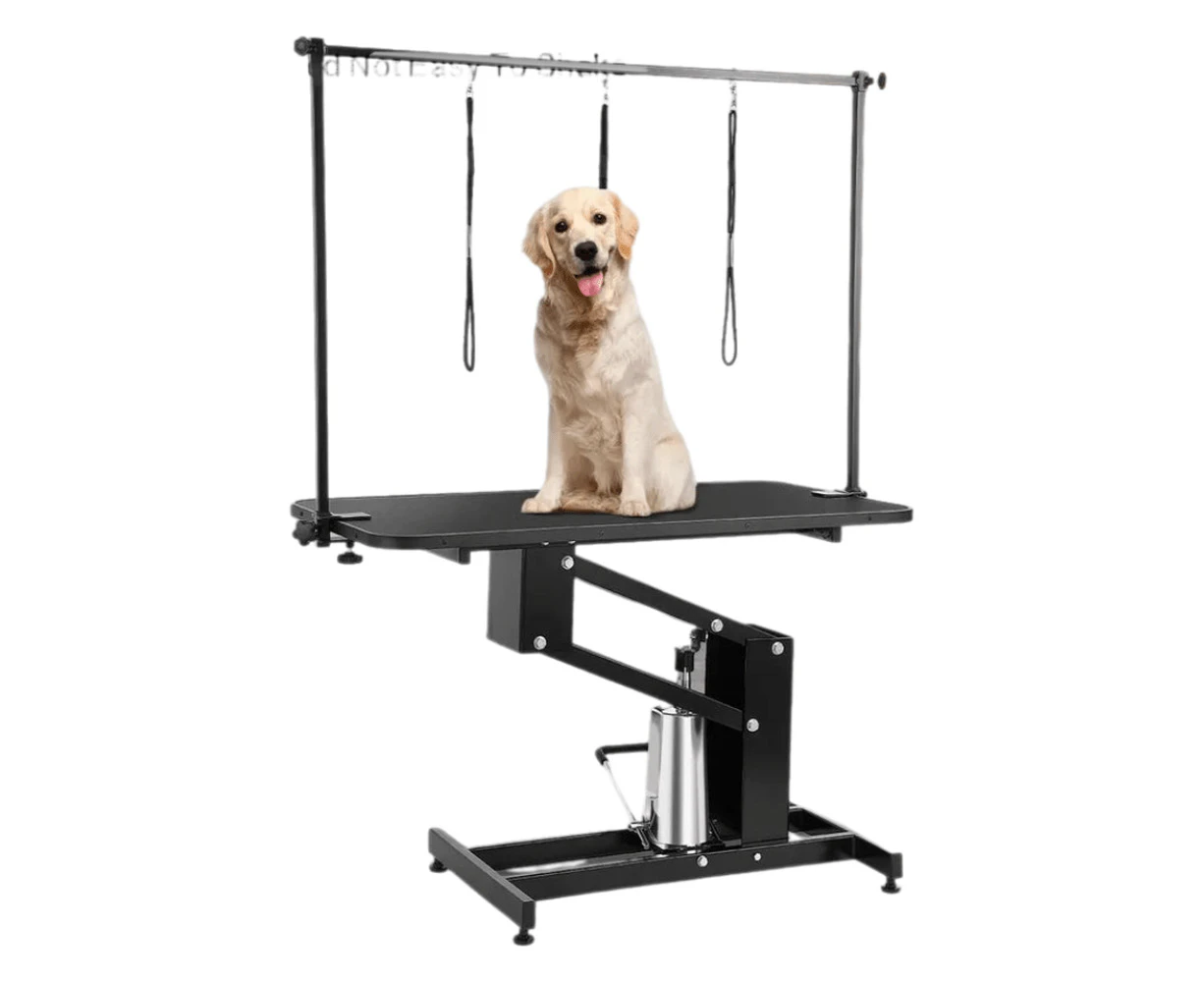 Hydraulic Pet Grooming Table - 110cm, 180kg Capacity, Height Adjustable, Anti-Slip Tabletop with Arm for Dogs