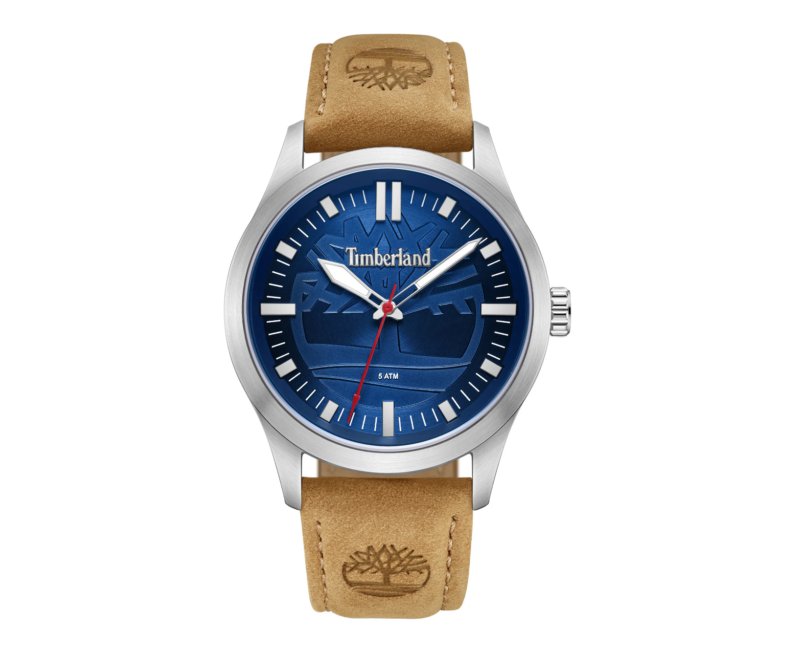 Stainless Steel Case Navy Dial Wheat  Leather Strap