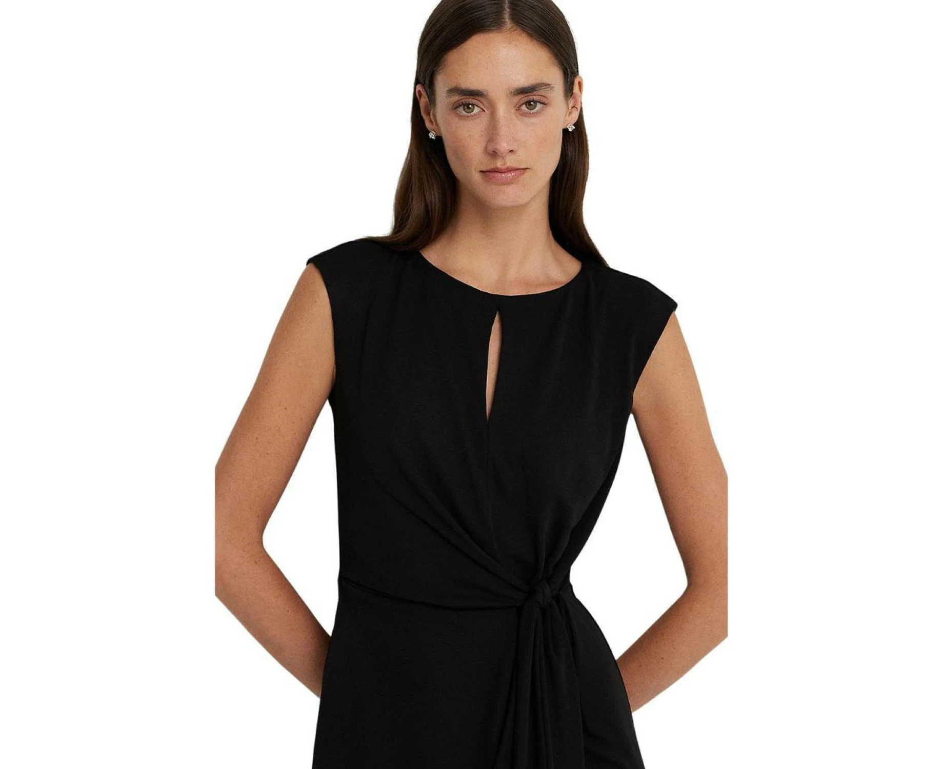 Stretch Jersey Tie-Front Dress - Black