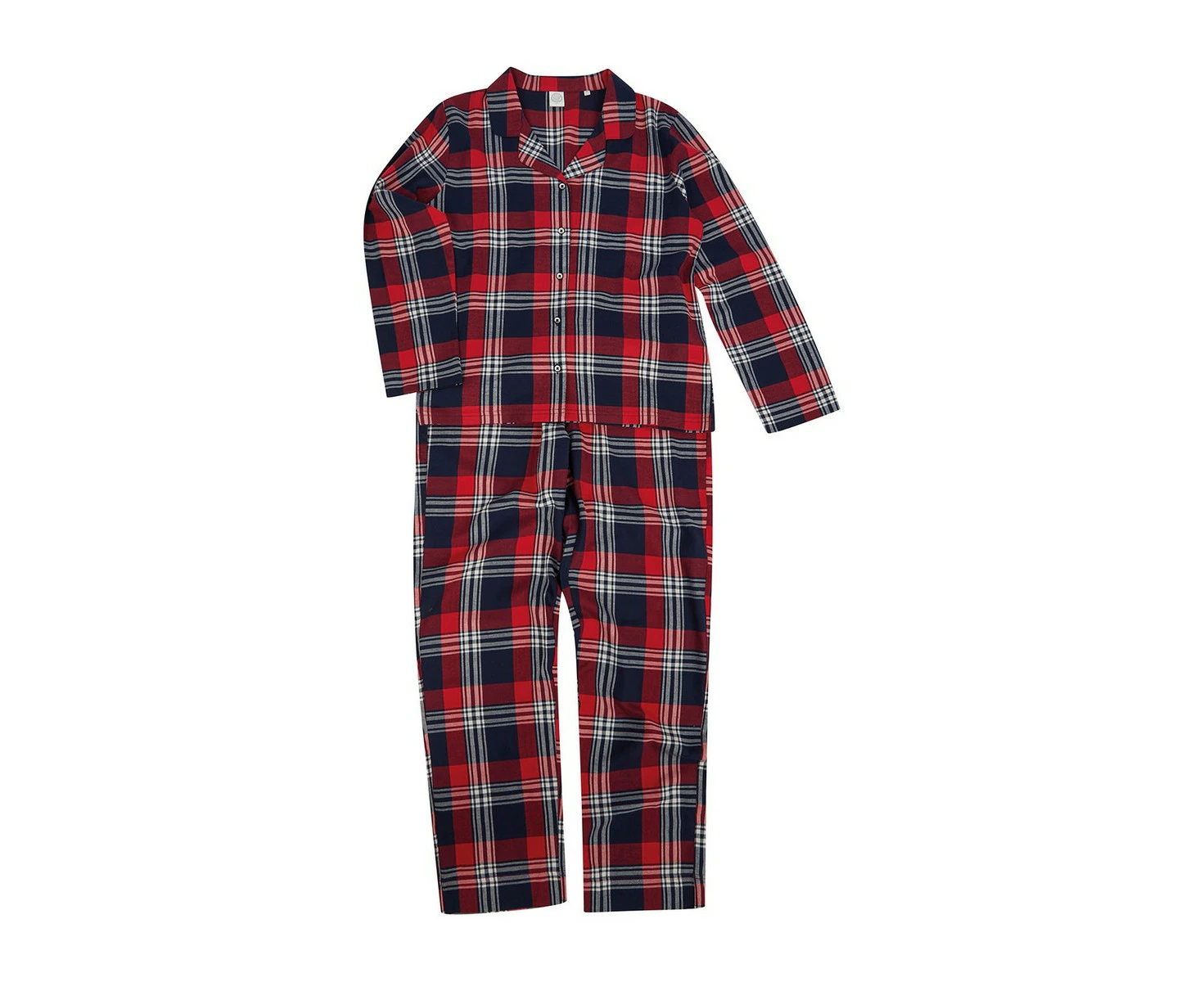 SF Womens Tartan Long Pyjama Set (Red/Navy) - PC7223