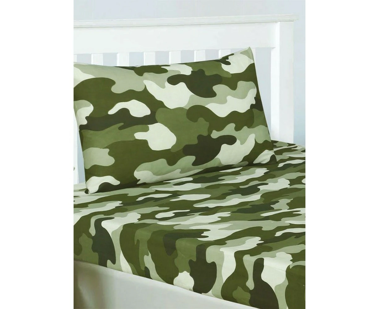 Bedding & Beyond Camouflage Fitted Bed Sheet Set (Green) - AG388