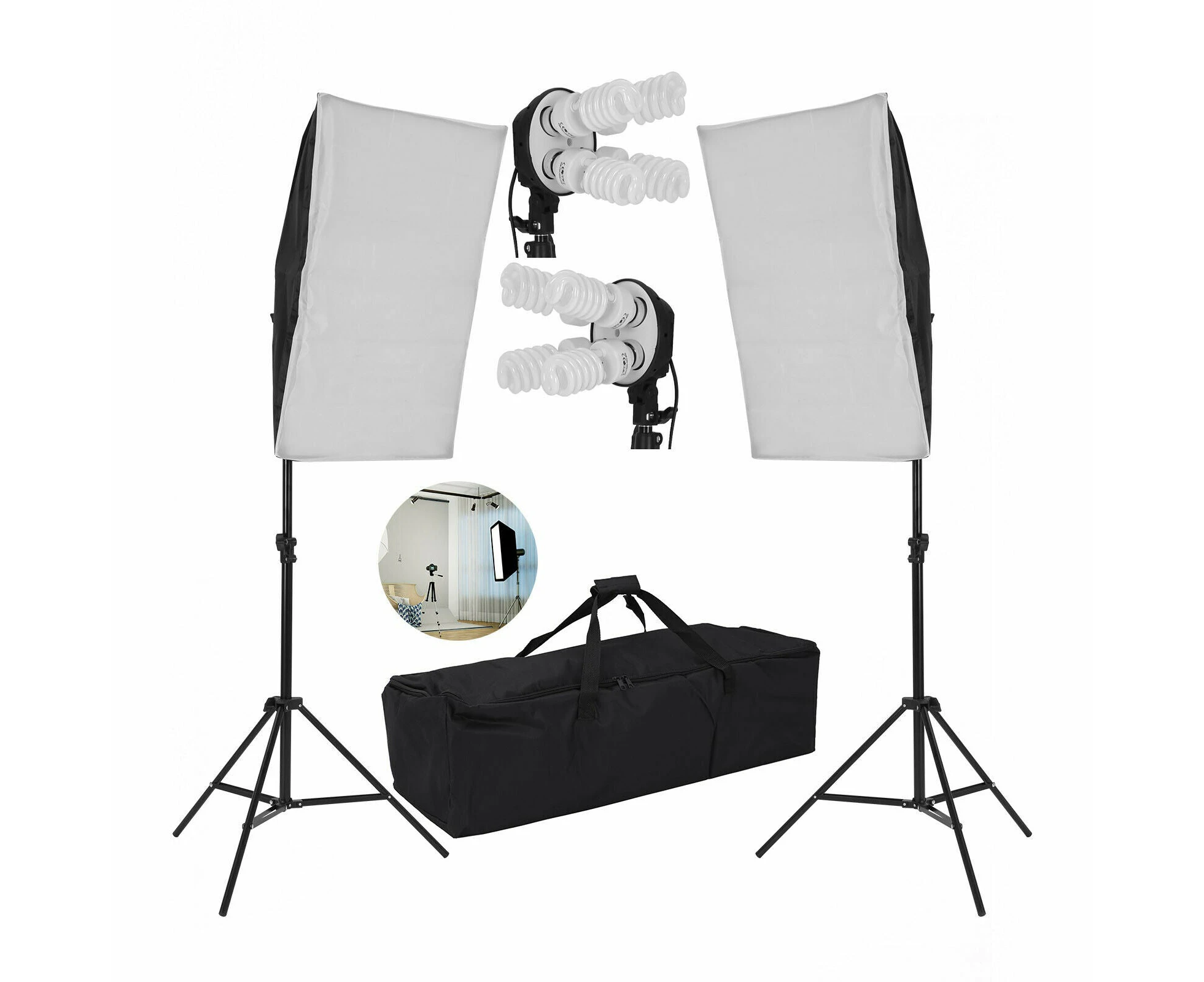 2200W Photo Studio Soft Box Continuous Light Video Softbox Lighting Stand Kit