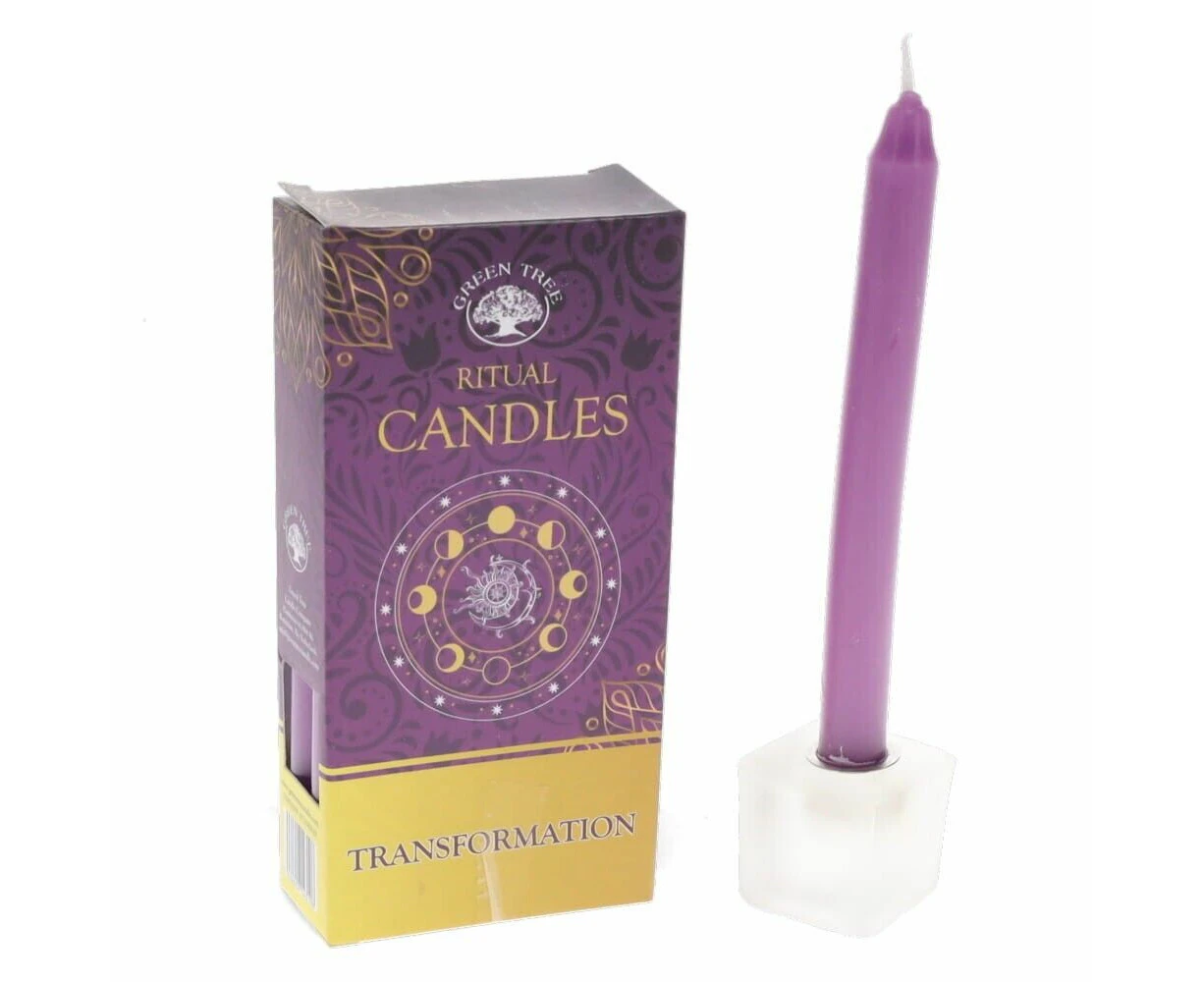 Pack of 10 Candle Transformation Green Tree Candles Rituals Spells - Purple