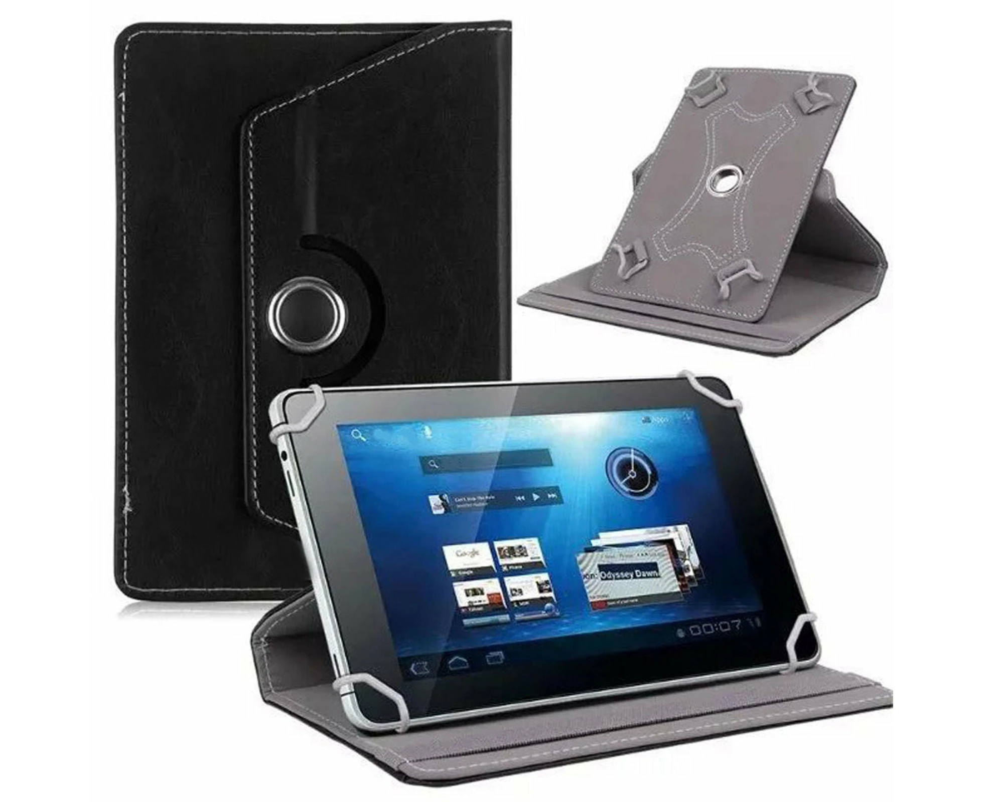 Leather Cover Case Stand For Samsung Galaxy Tab S8 S9 & FE 10.9 A9+ Plus 11" A7 10.4'' Wallet 360 Rotating - Black