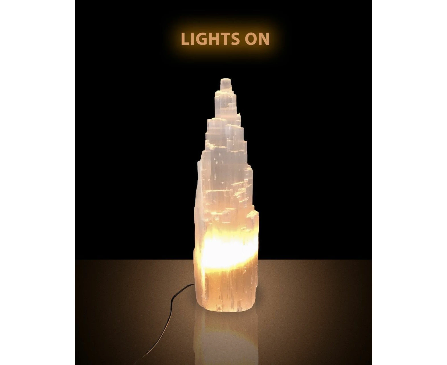 1x Selenite Skysraper Tower Lamp Crystal Healing Wellness 40cm - Large Size