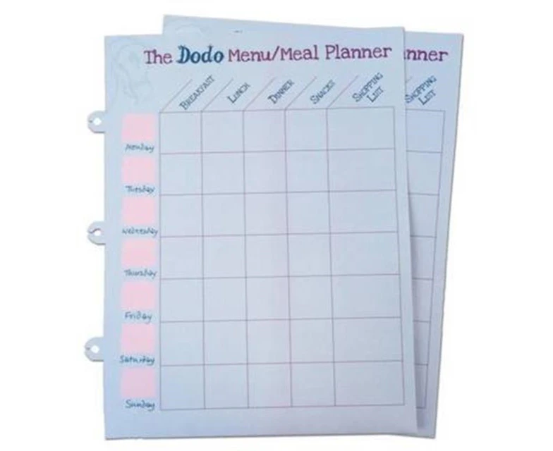 Dodo Pad Weekly WipeClean Menu  Meal Planner by Rebecca Jay