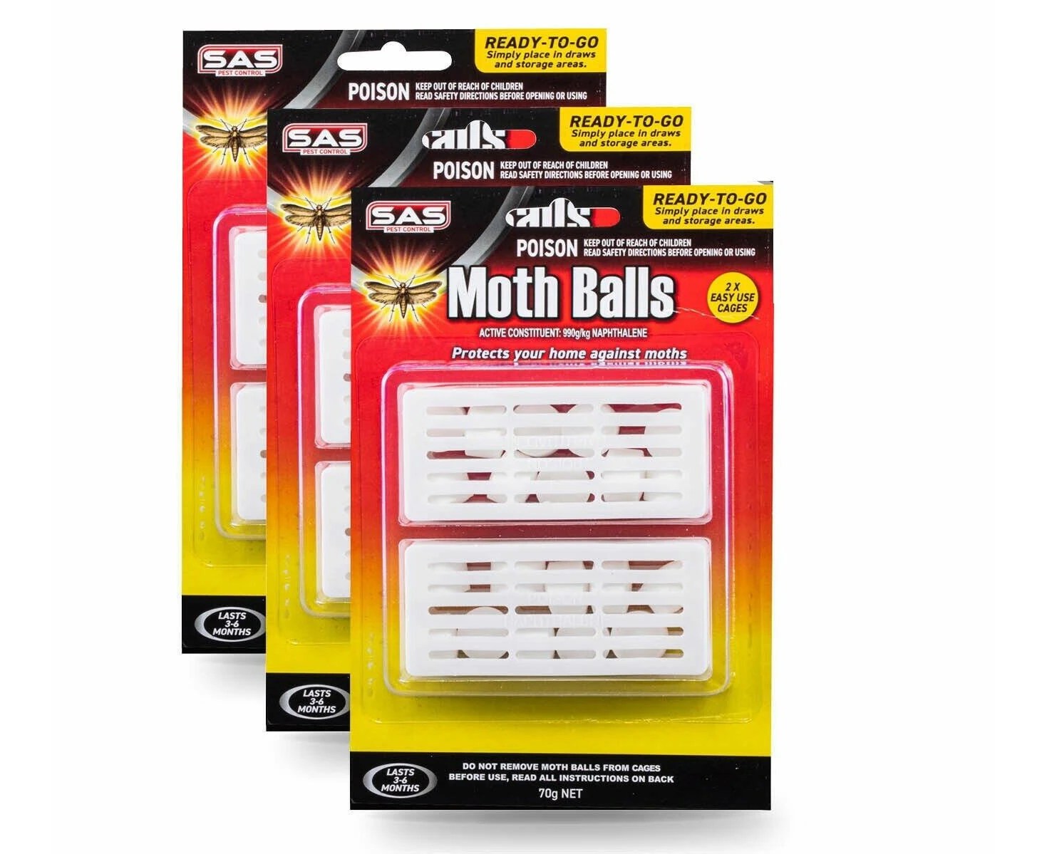 6pcs Mothballs Non-Toxic Cage Moths Bedroom Office Protec Pest Control Home 70g