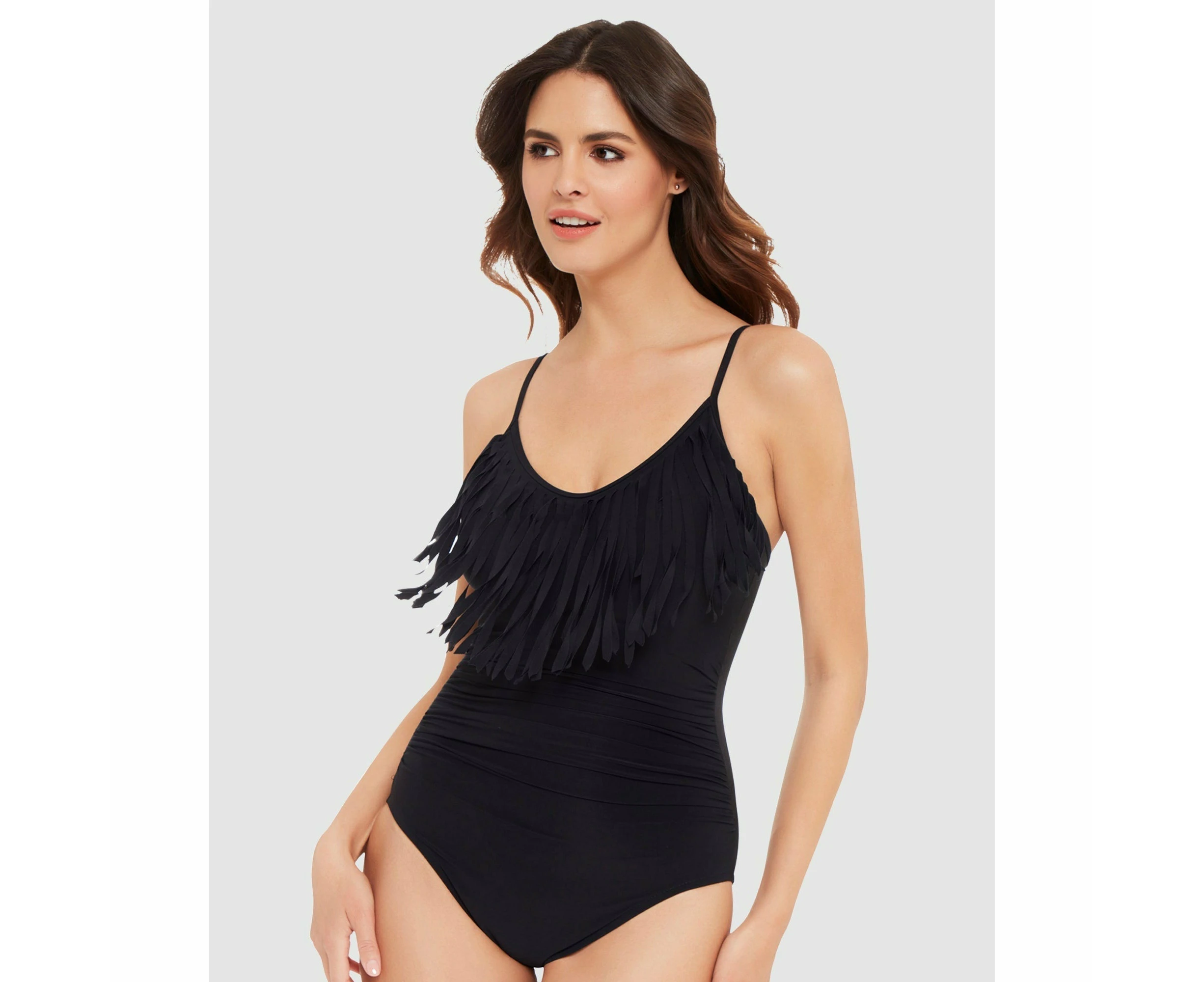 Magicsuit Blaire Fringed Tummy Control Shaping Swimsuit in Black