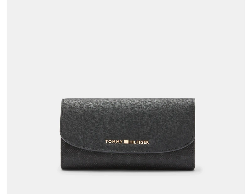 Tommy Hilfiger Tallie Flap Continental Wallet - Black Metallic