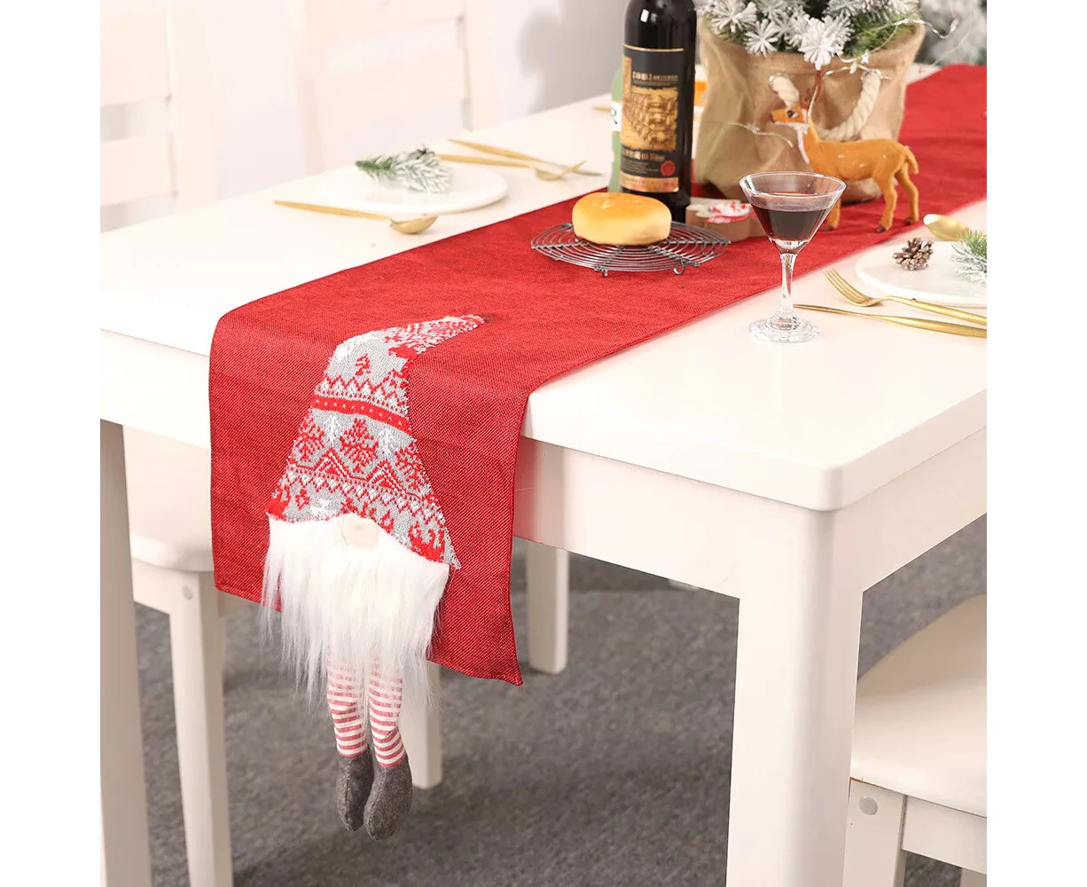 Christmas Decor Rudolph Table Flag Xmas Table Runner Dining Table Decoration Red