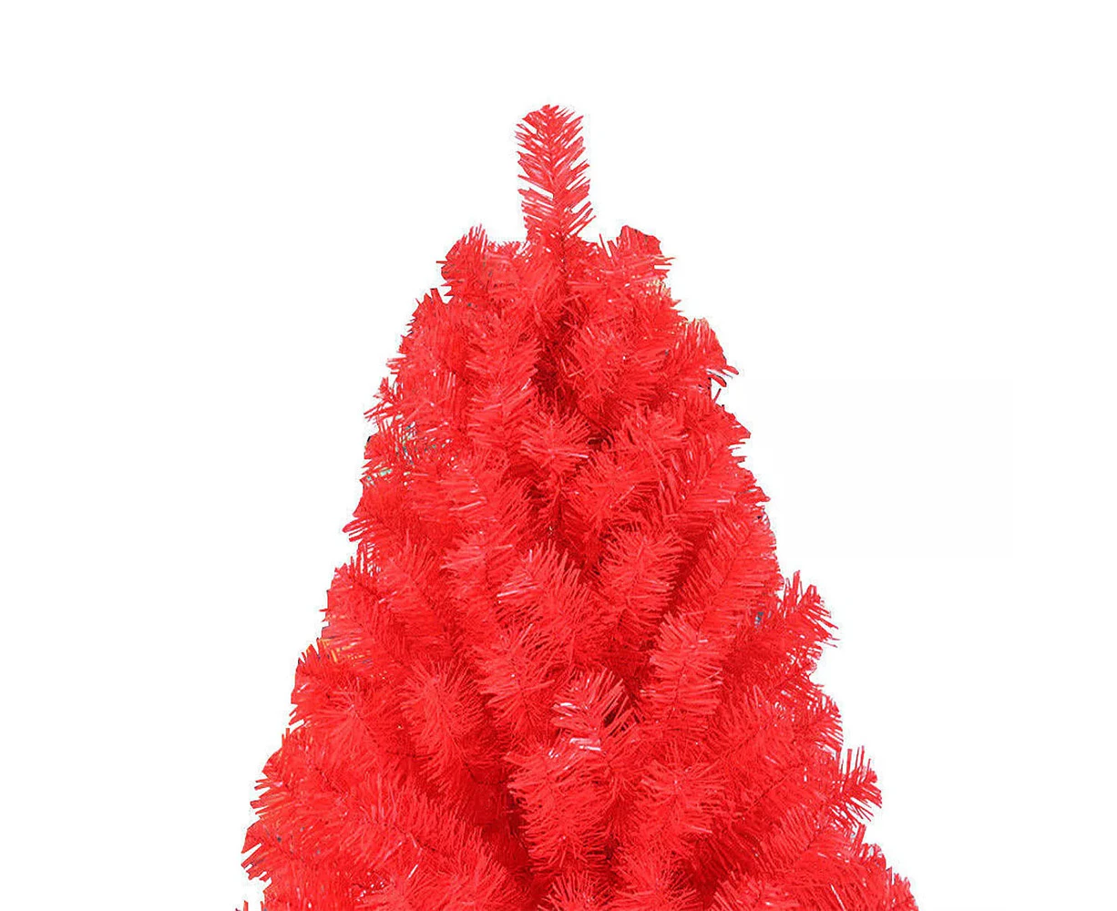 1.5M/5FT Red Christmas Tree Fluffy 398Tips Metal Stand Easy Assemble Xmas Decor