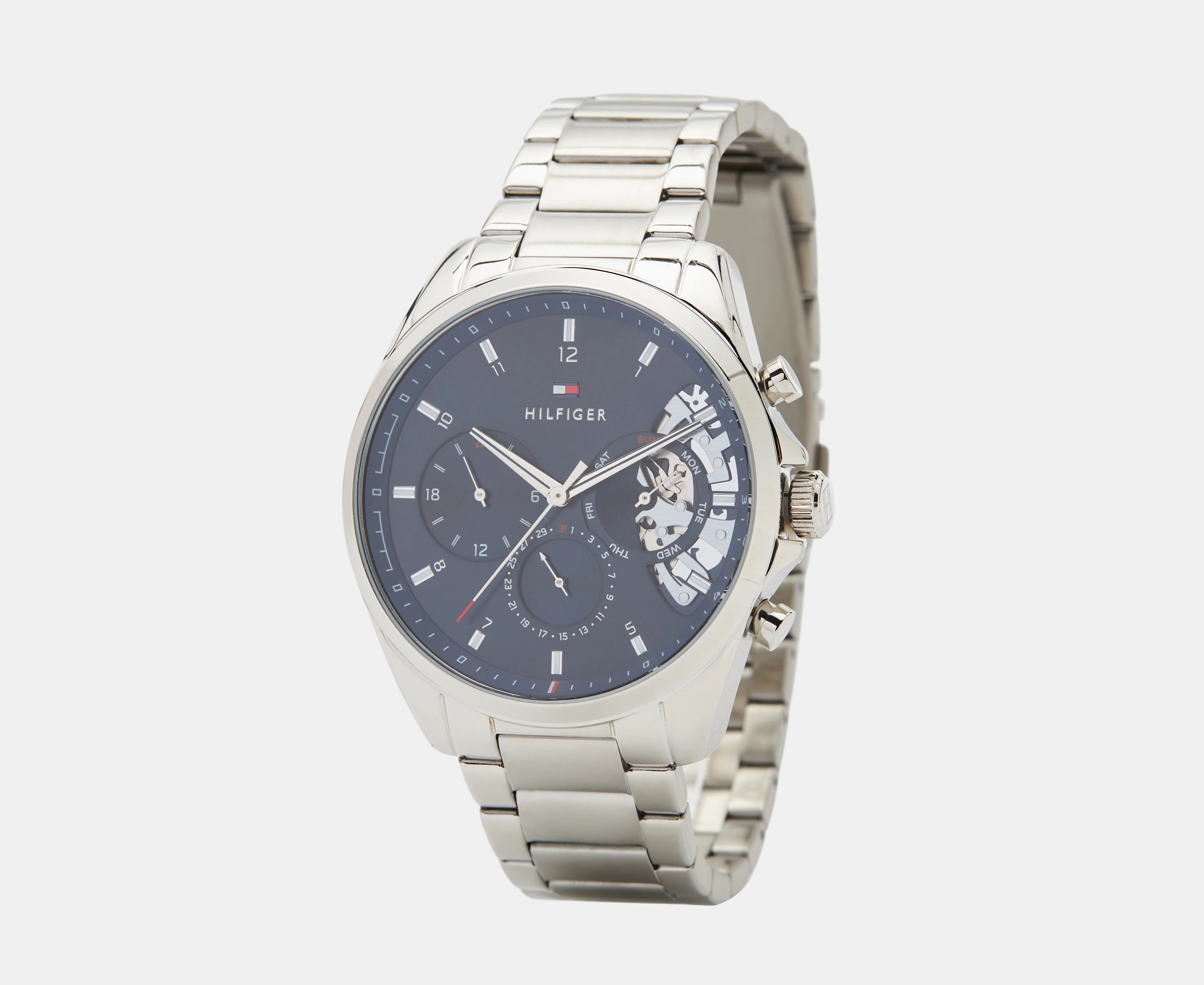 Tommy Hilfiger Men's 43.5mm Baker Stainless Steel Watch - Silver/Blue