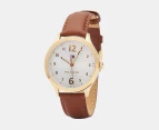 Tommy Hilfiger Women's 38mm Table Leather Watch - White/Brown/Gold