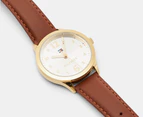 Tommy Hilfiger Women's 38mm Table Leather Watch - White/Brown/Gold