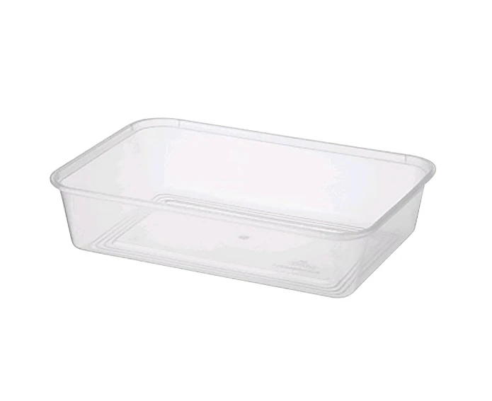 Universal Take-Away Rectangular Container Base 500ml Clear Plastic 50 Pack