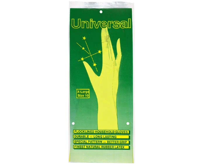 Universal Household Flocklined Rubber Gloves, Extra Large, Yellow, Pair